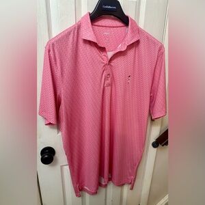 Johnnie O Men's Pink Performance Polo with Golf Flag Embroidery